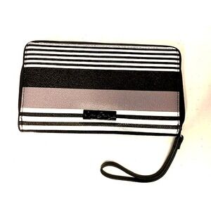Vera Bradley zip around wristlet midnight stripe wristlet Wallet Black‎ Grey